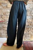 Suri Cushion Cotton Button Pocket Barrel Pant Black